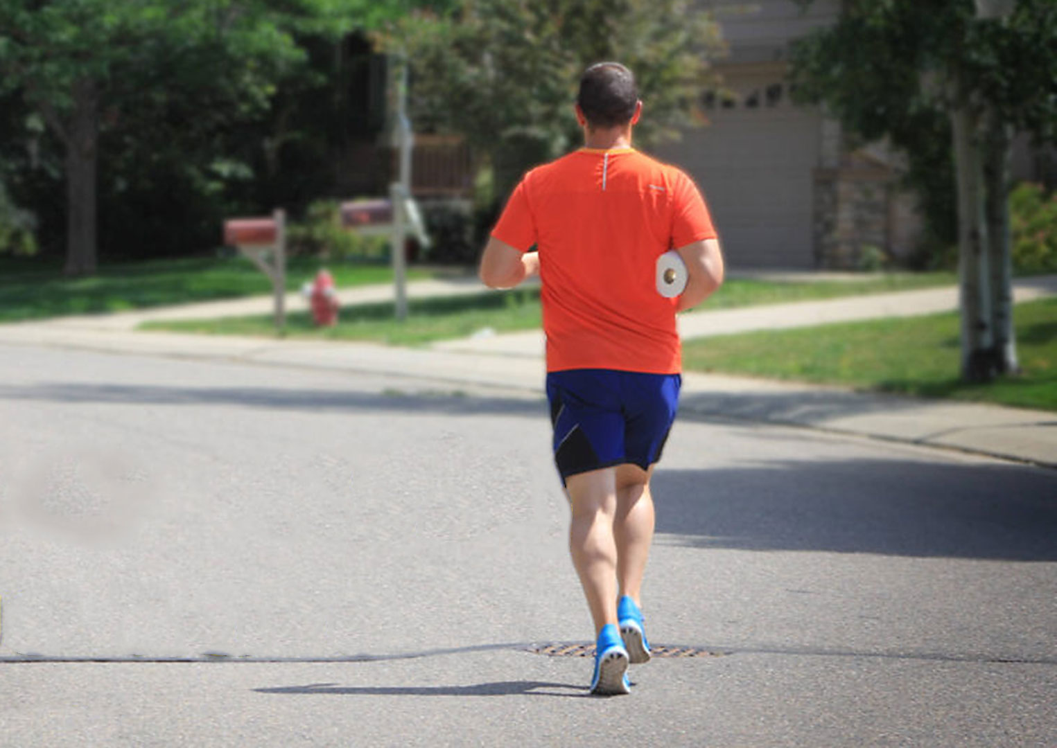 runner with toilet paper